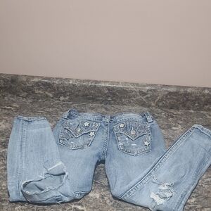 Miss Me Jeans Mid Rise Ankle Skinny Destroyed Womens 27 X 27